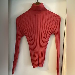 Rodier pink ribbed turtleneck.  M